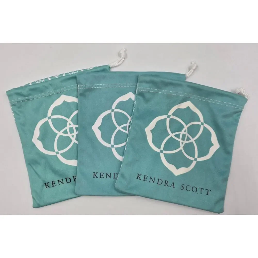 Kendra Scott Blue Turquoise Jewelry Drawstring Dust Bags Pouches-Lot Of 3